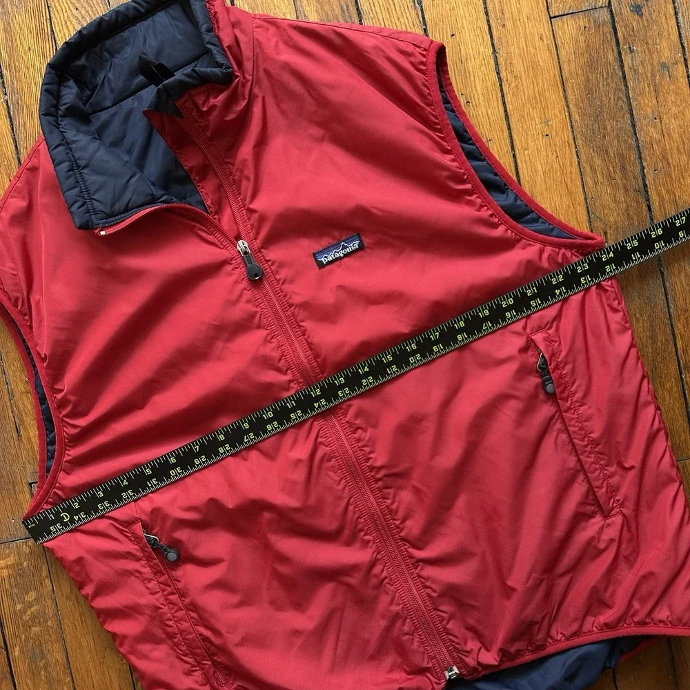 Vtg Patagonia Puffball Full‎ Zip Vest Men Large Candy Apple Red Gorp Performance